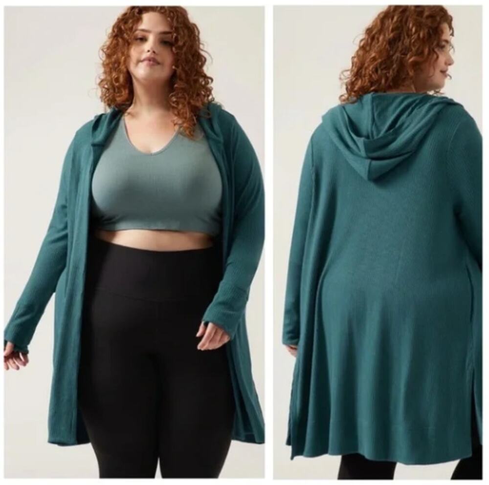 ATHLETA Harmony Pose Wrap Cardigan Borealis Green Blue Teal Sz XL {LL26}
